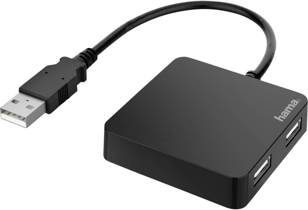 Hama USB Hub 2.0, 4-fach Adapter, USB Splitter mit 4 USB-Ports, klein